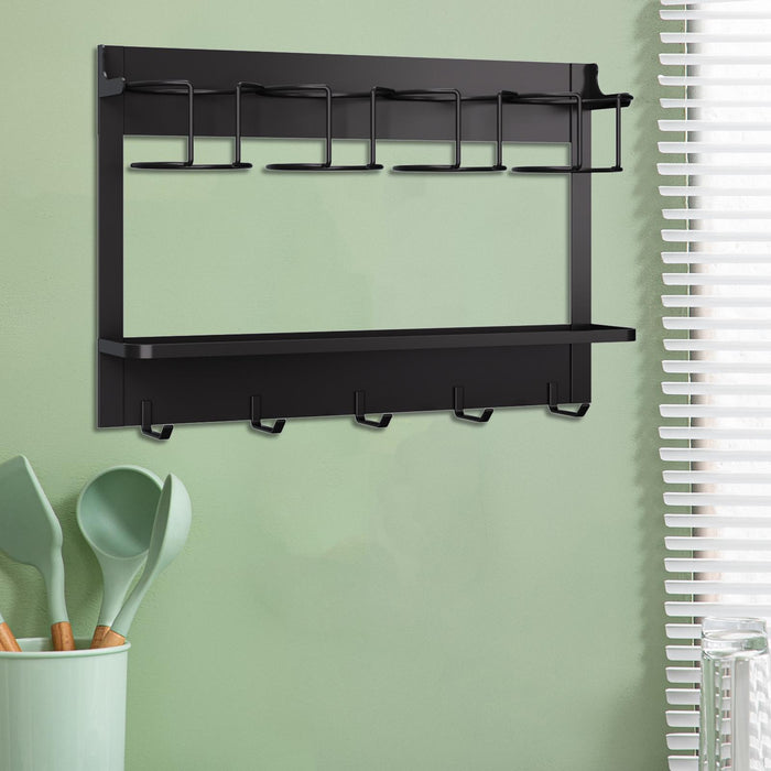 Water Bottle Holder Hanging Water Bottle Rack for Countertop Pantry Cupboard black  4 cup