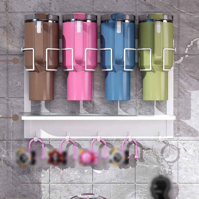 Water Bottle Holder Hanging Water Bottle Rack for Countertop Pantry Cupboard white  4 cup