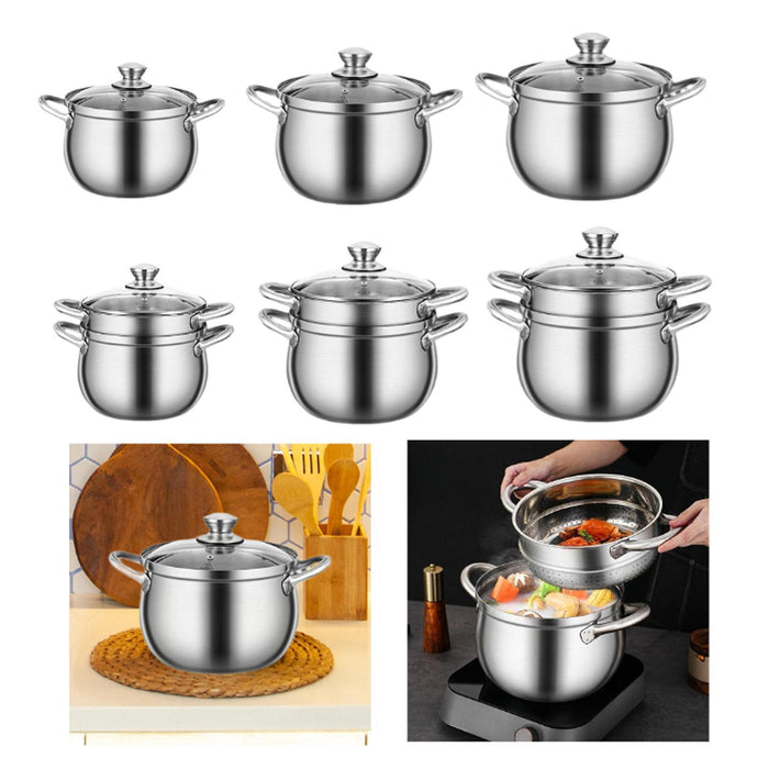 Stainless Steel Stocking Pot Soup Pasta Stew Pot for Gas Induction Cooker Party 20cm