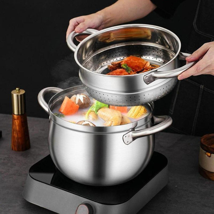 Stainless Steel Stocking Pot Soup Pasta Stew Pot for Gas Induction Cooker Party 22cm