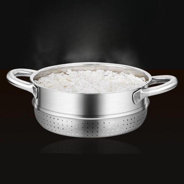 Stainless Steel Stocking Pot Soup Pasta Stew Pot for Gas Induction Cooker Party 20cm and Steam grid