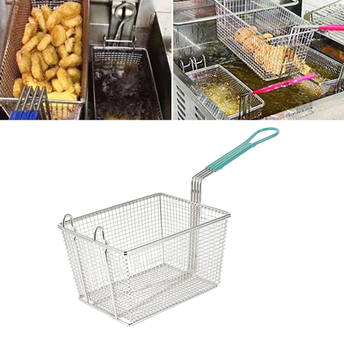 Wire Mesh Deep Frying Basket 10x7.6x5.5inch for Kitchen Anti Scalding Handle