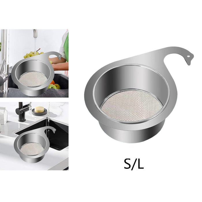 Sink Drain Basket Hangs on Faucet Convenient Kitchen Sink Hanging Drain Rack L