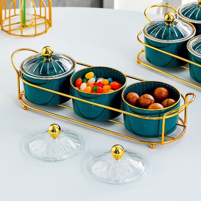 Dried Fruit Tray Set Multipurpose Candy Dish for Wedding Living Room Kitchen Green