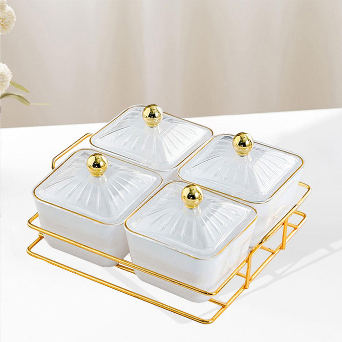 Dried Fruit Tray Set Snacks Dish Candy Nuts Dish for Hotel Party Living Room White