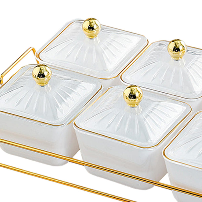 Dried Fruit Tray Set 6 Grid Appetizer Serving Tray for Kitchen Wedding Hotel White