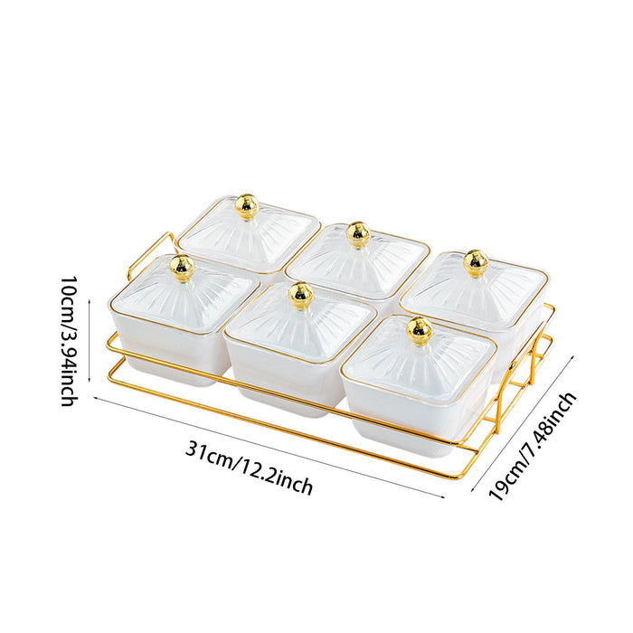 Dried Fruit Tray Set 6 Grid Appetizer Serving Tray for Kitchen Wedding Hotel White