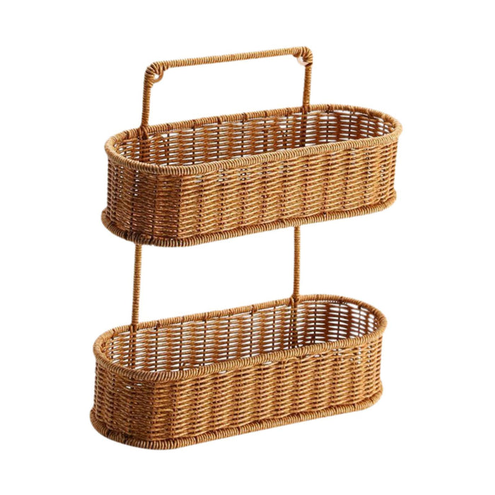 2 Tier Hanging Fruit Basket Woven Hanging Organizer Basket for Bedrooms Home Oval