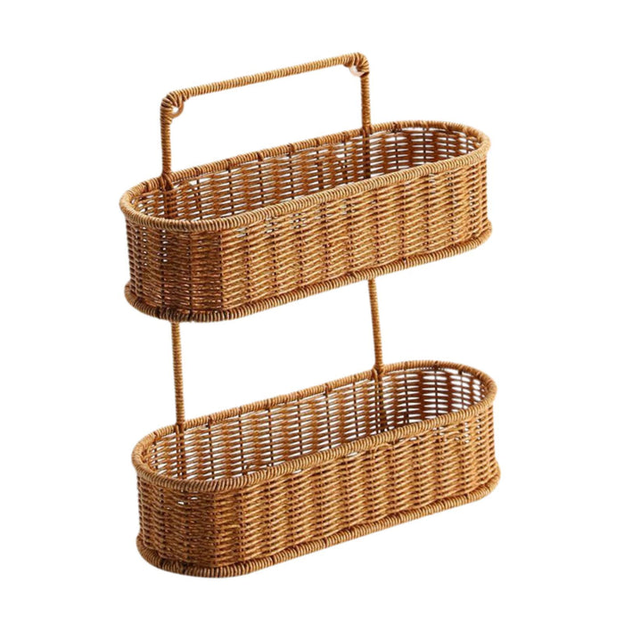 2 Tier Hanging Fruit Basket Woven Hanging Organizer Basket for Bedrooms Home Oval