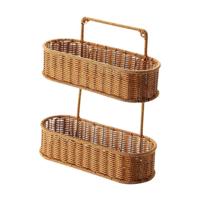 2 Tier Hanging Fruit Basket Woven Hanging Organizer Basket for Bedrooms Home Oval