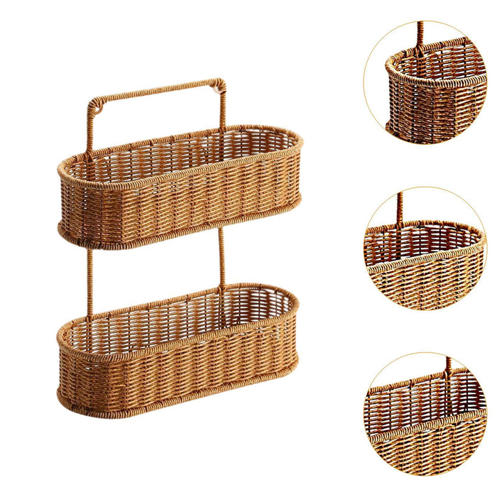 2 Tier Hanging Fruit Basket Woven Hanging Organizer Basket for Bedrooms Home Oval