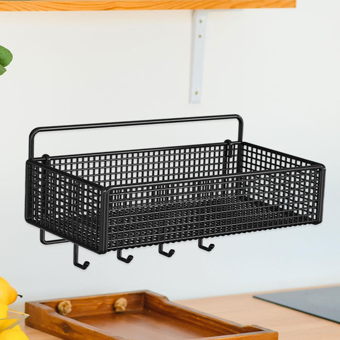 Towel Wall Shelf Floating Shelf Black Sundries Storage Rack Basket Organizer