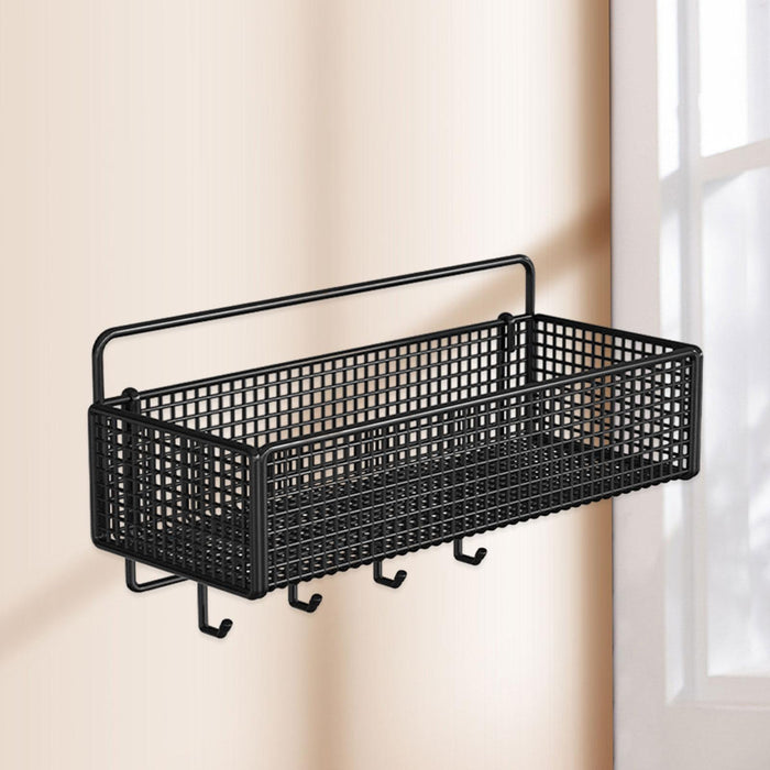 Towel Wall Shelf Floating Shelf Black Sundries Storage Rack Basket Organizer