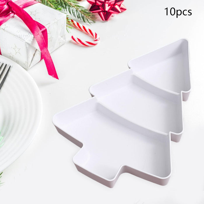 10x Christmas Tree Platter Nut and Candy Serving Tray for Fruits Nuts Office white