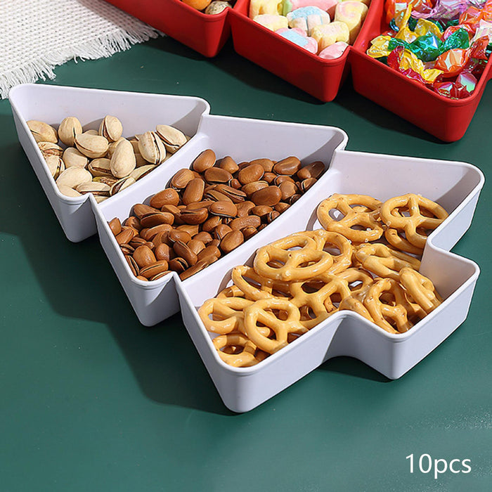 10x Christmas Tree Platter Nut and Candy Serving Tray for Fruits Nuts Office white