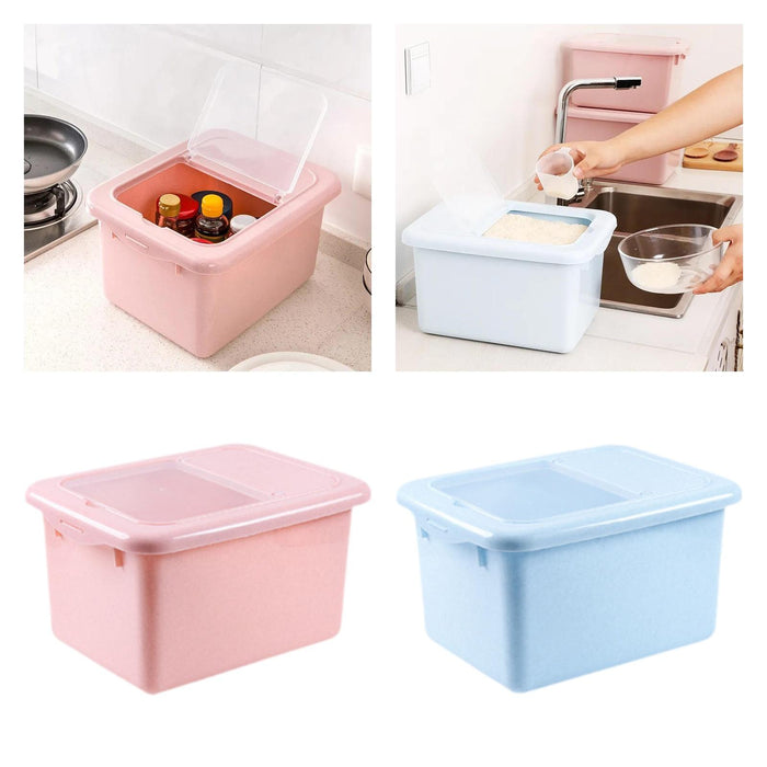 Sealed Rice Storage Box Solid Rice Dispenser for Flour Home Cat and Dog Food Pink