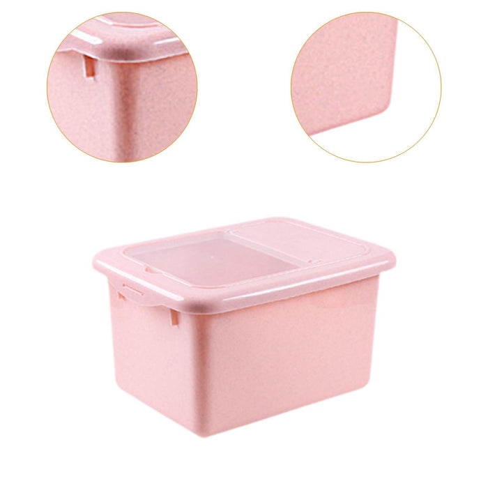 Sealed Rice Storage Box Solid Rice Dispenser for Flour Home Cat and Dog Food Pink