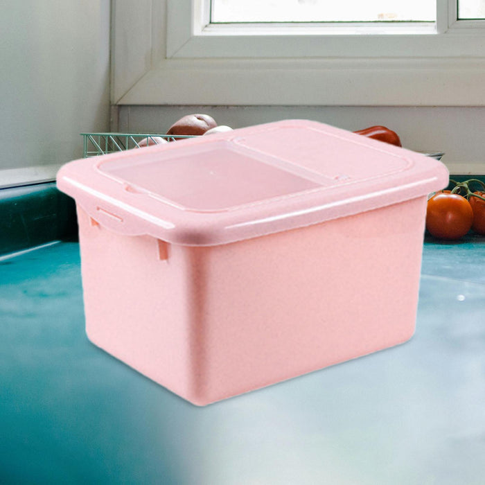 Sealed Rice Storage Box Solid Rice Dispenser for Flour Home Cat and Dog Food Pink