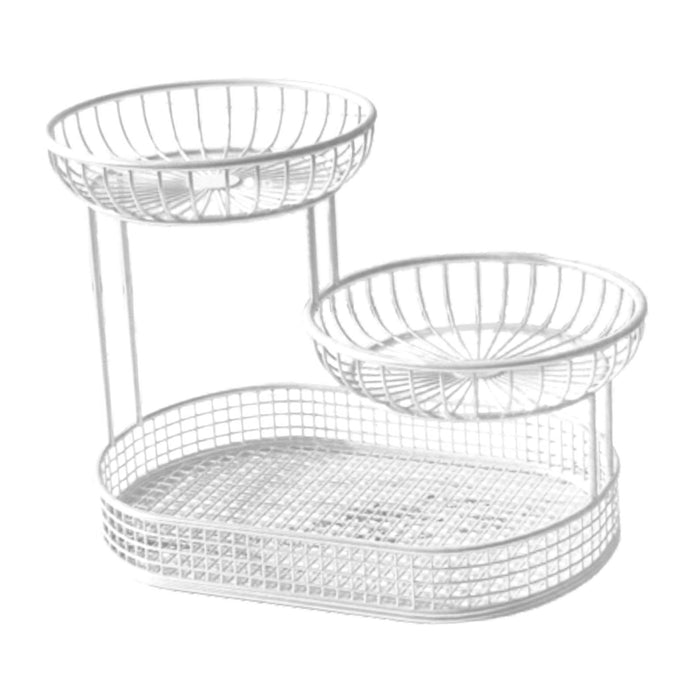 3 Tier Metal Fruit Basket Holder Space Saving Modern Fruit Bowl Stand Holder L    white