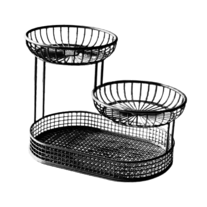 3 Tier Metal Fruit Basket Holder Space Saving Modern Fruit Bowl Stand Holder L    black