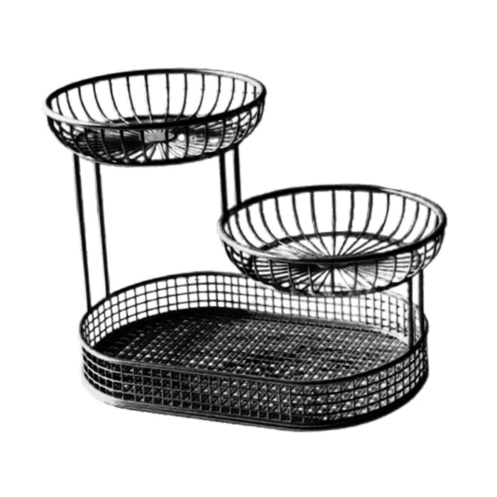 3 Tier Metal Fruit Basket Holder Space Saving Modern Fruit Bowl Stand Holder L    black