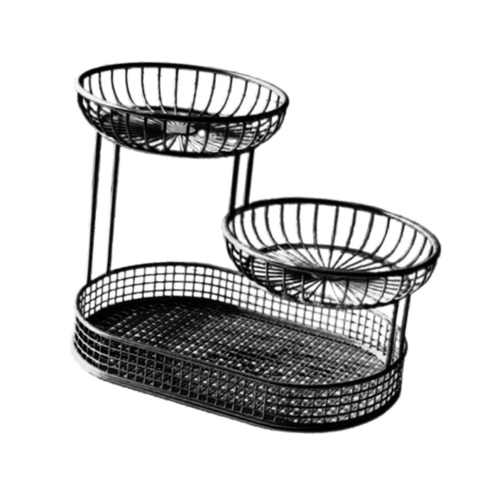 3 Tier Metal Fruit Basket Holder Space Saving Modern Fruit Bowl Stand Holder L    black