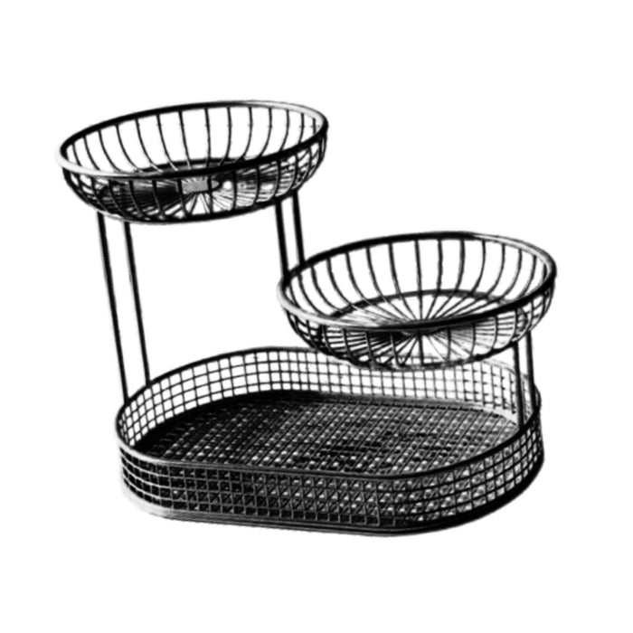 3 Tier Metal Fruit Basket Holder Space Saving Modern Fruit Bowl Stand Holder L    black