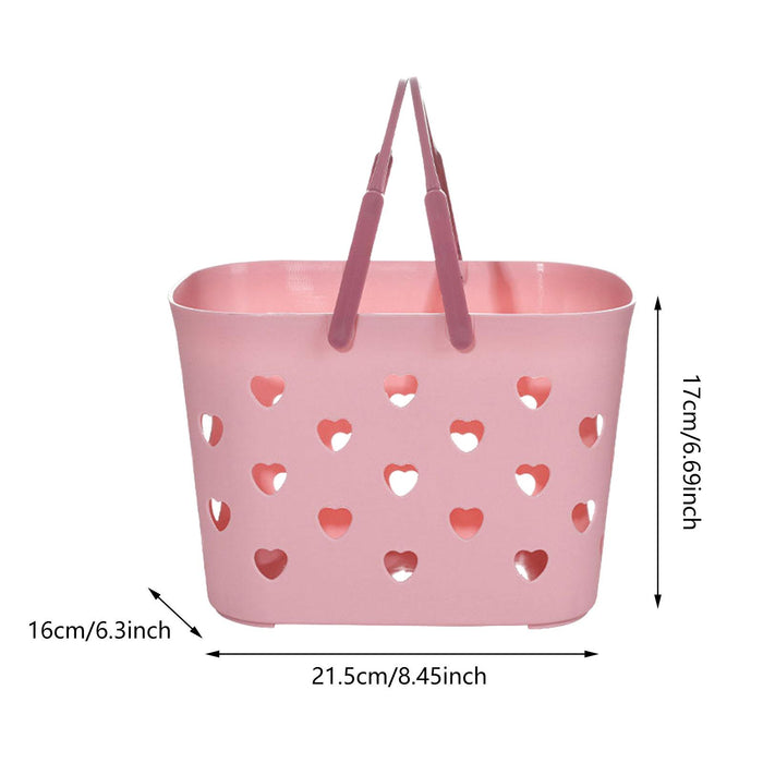 Beach Tote Bag Waterproof Travel Bag Portable Heart Design Hollow Bath pink