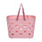 Beach Tote Bag Waterproof Travel Bag Portable Heart Design Hollow Bath pink