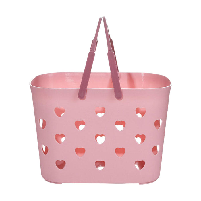 Beach Tote Bag Waterproof Travel Bag Portable Heart Design Hollow Bath pink