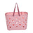 Beach Tote Bag Waterproof Travel Bag Portable Heart Design Hollow Bath pink