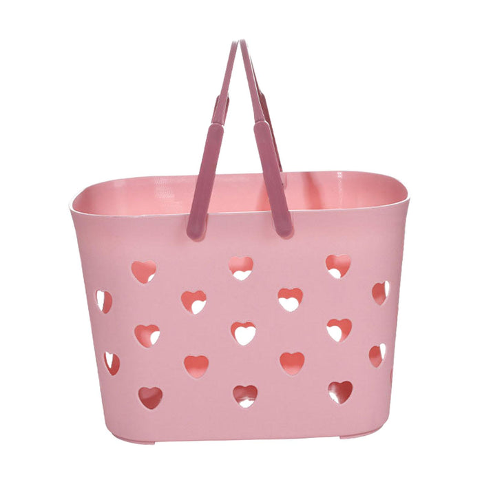 Beach Tote Bag Waterproof Travel Bag Portable Heart Design Hollow Bath pink