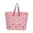 Beach Tote Bag Waterproof Travel Bag Portable Heart Design Hollow Bath pink