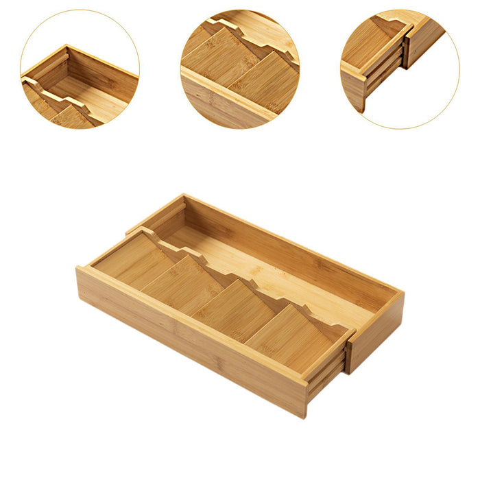 Wooden Cutlery Box Multiuse Kitchen Drawer Organizer for Spoons Forks Knives Retractable