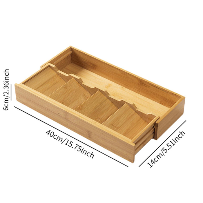 Wooden Cutlery Box Multiuse Kitchen Drawer Organizer for Spoons Forks Knives Retractable