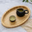 Wooden Serving Tray Modern Stylish Bamboo Oval Platter for Food Fruit Snacks 30cmx20cmx2.5cm