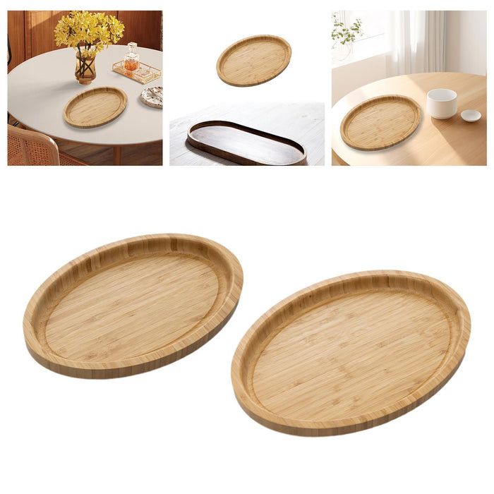 Wooden Serving Tray Modern Stylish Bamboo Oval Platter for Food Fruit Snacks 30cmx20cmx2.5cm