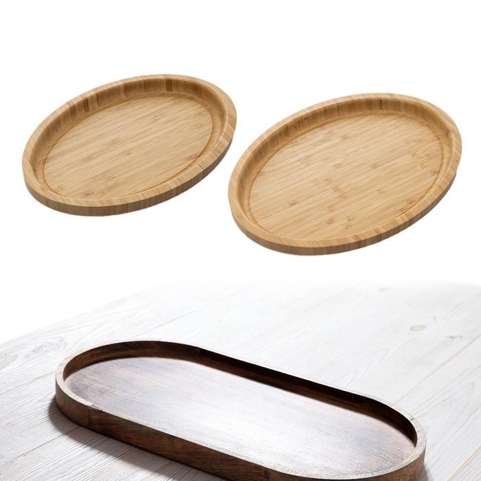 Wooden Serving Tray Modern Stylish Bamboo Oval Platter for Food Fruit Snacks 30cmx20cmx2.5cm