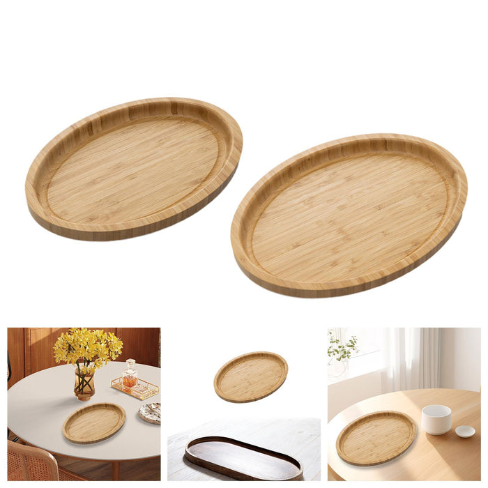 Wooden Serving Tray Modern Stylish Bamboo Oval Platter for Food Fruit Snacks 30cmx20cmx2.5cm