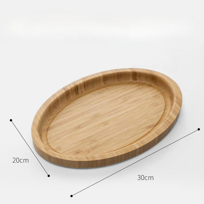 Wooden Serving Tray Modern Stylish Bamboo Oval Platter for Food Fruit Snacks 30cmx20cmx2.5cm