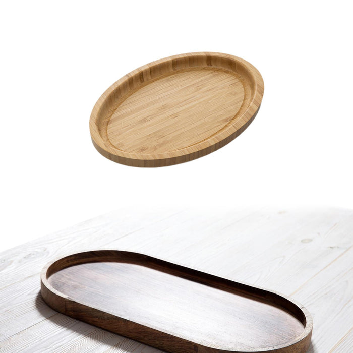 Wooden Serving Tray Modern Stylish Bamboo Oval Platter for Food Fruit Snacks 30cmx20cmx2.5cm