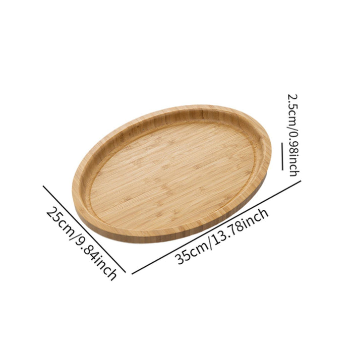 Wooden Serving Tray Modern Stylish Bamboo Oval Platter for Food Fruit Snacks 35cmx20cmx2.5cm