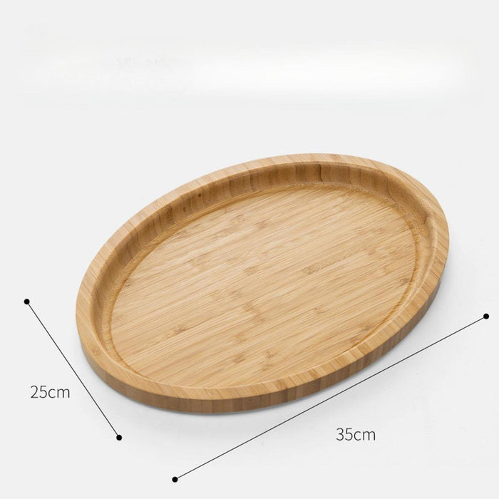 Wooden Serving Tray Modern Stylish Bamboo Oval Platter for Food Fruit Snacks 35cmx20cmx2.5cm