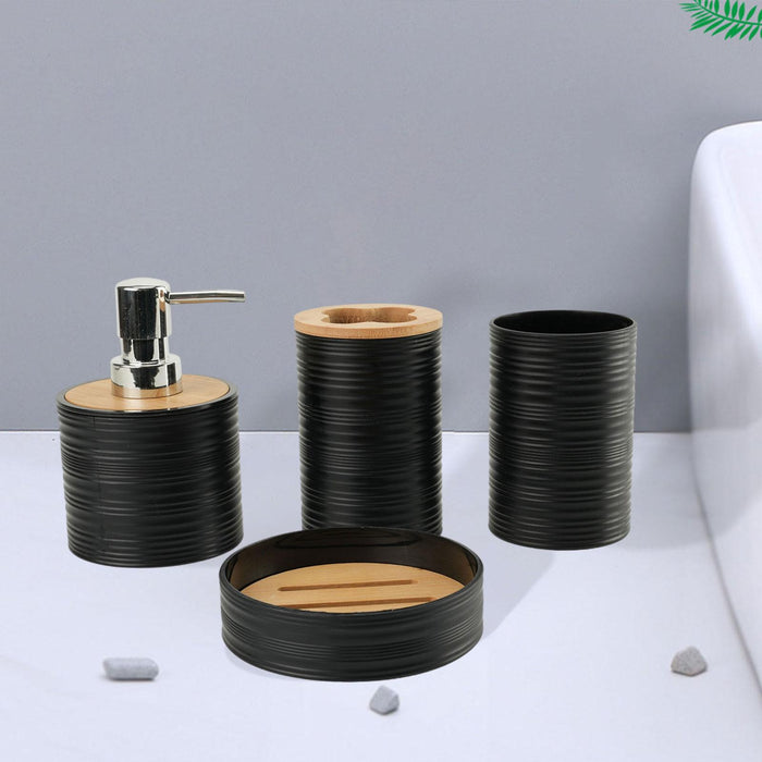 4 Pieces Bathroom Accessories Set Bathroom Decor Bath Accessory Complete Set black