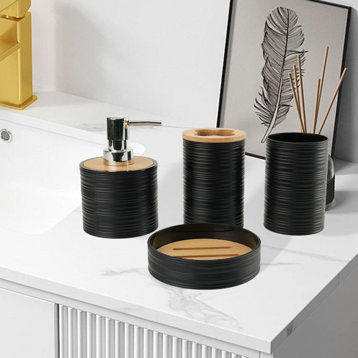 4 Pieces Bathroom Accessories Set Bathroom Decor Bath Accessory Complete Set black