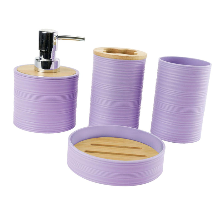 4 Pieces Bathroom Accessories Set Bathroom Decor Bath Accessory Complete Set violet