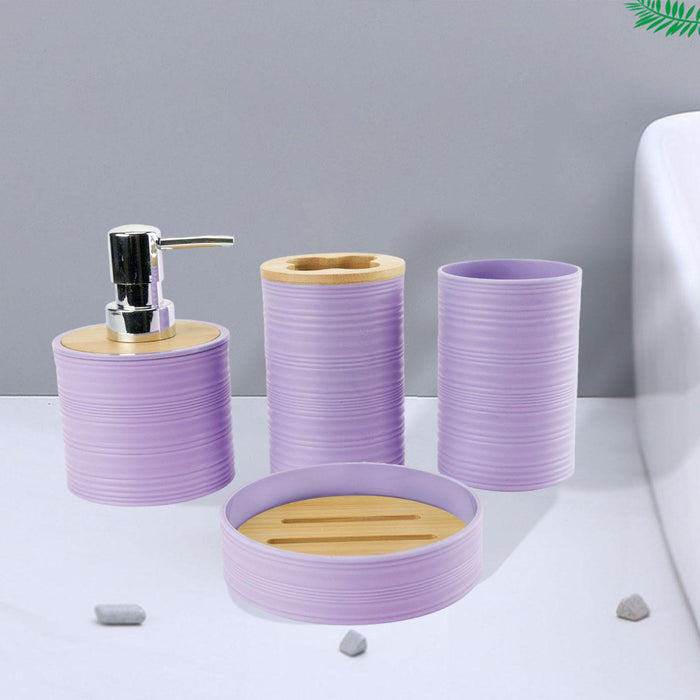 4 Pieces Bathroom Accessories Set Bathroom Decor Bath Accessory Complete Set violet