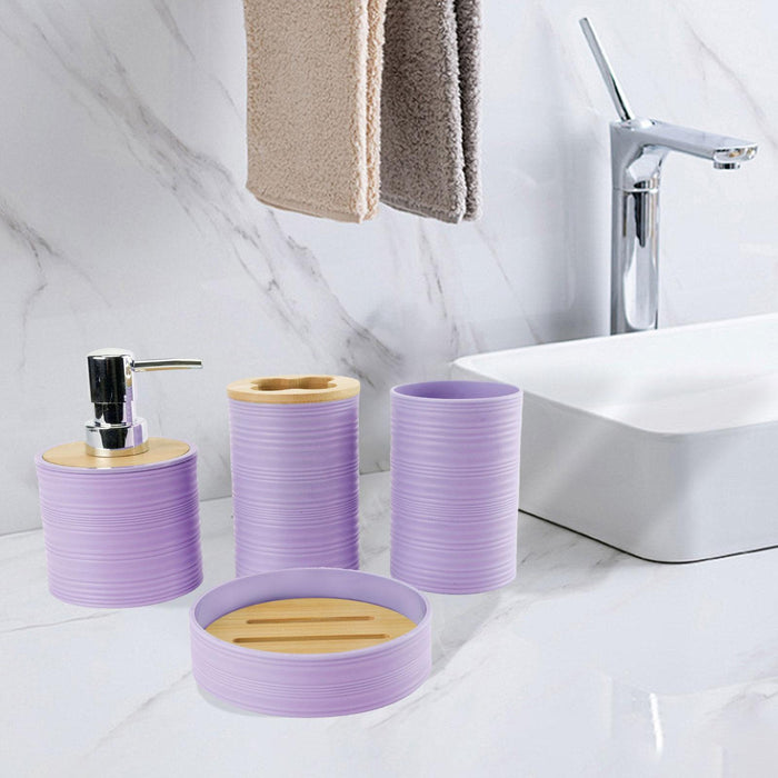 4 Pieces Bathroom Accessories Set Bathroom Decor Bath Accessory Complete Set violet