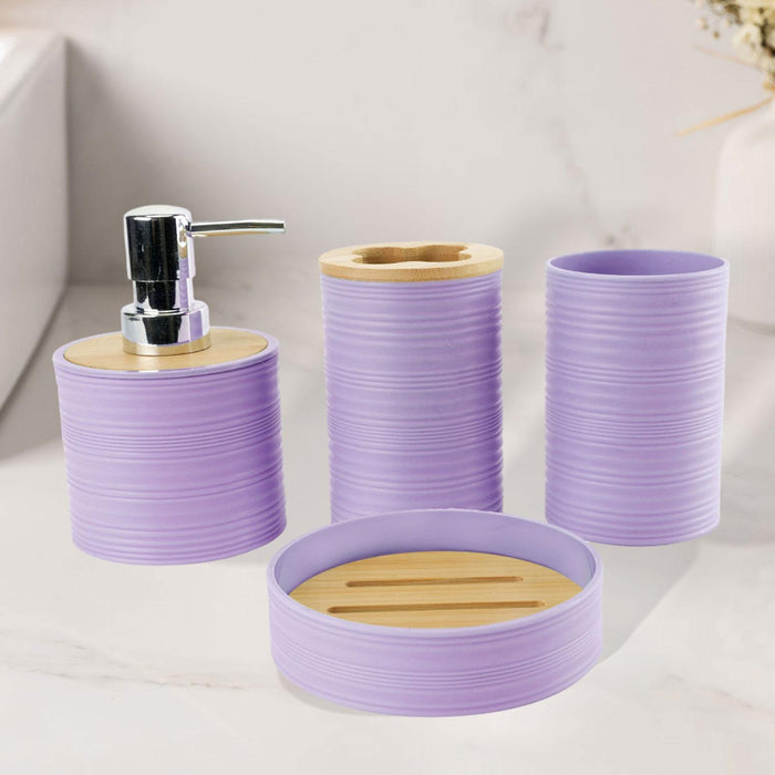 4 Pieces Bathroom Accessories Set Bathroom Decor Bath Accessory Complete Set violet