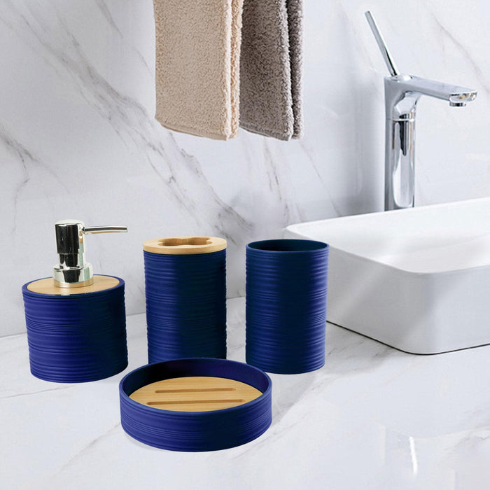 4 Pieces Bathroom Accessories Set Bathroom Decor Bath Accessory Complete Set dark blue